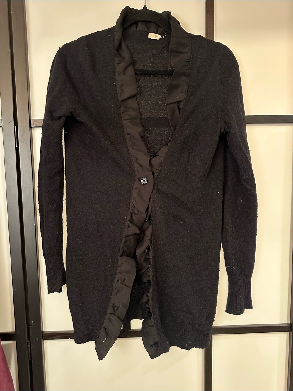 J. Crew Black Ruffle-Trim Cardigan Blazer